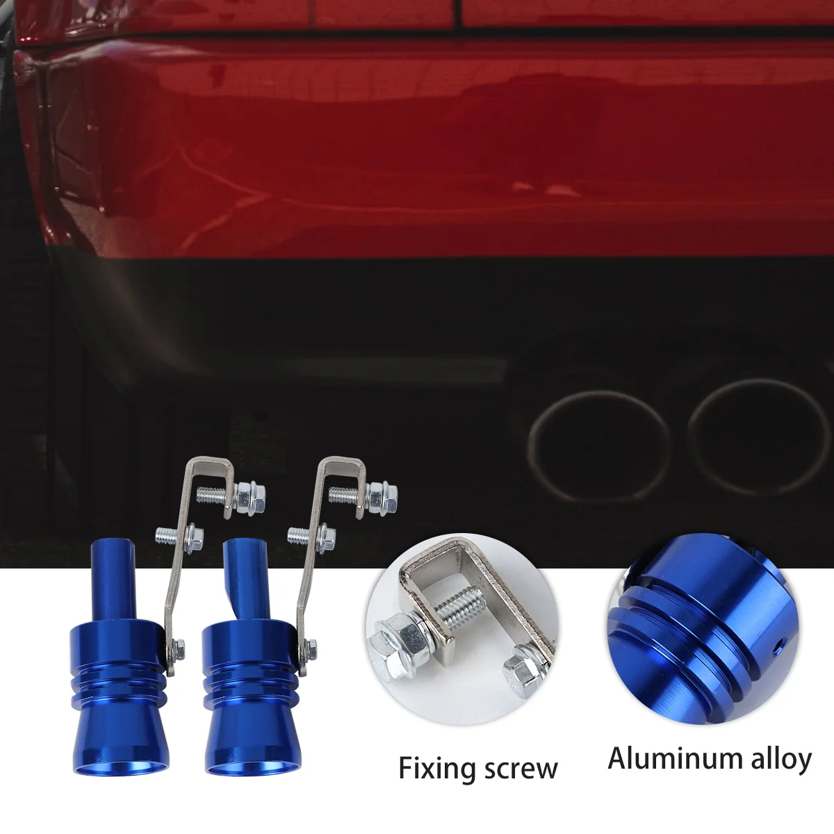 

2pcs Car Tuning Turbine Whistle Exhaust Sounder Loud Noise Clip Fix Installation Tailpipe Simulator For Most Vehicles Blue Xl
