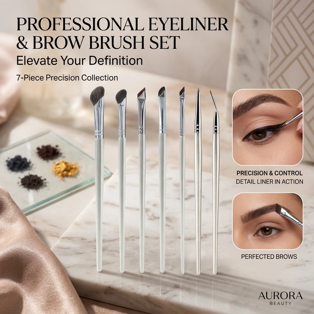 7Pcs Makeup Brush Set Eye Repair Brightening Nose Shadow Blade Eyeliner Detail Brush Sleeping Silkworm Compact Kit for Makeup