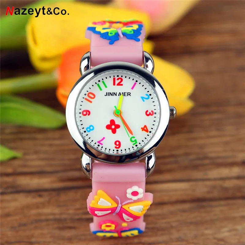 

3d children's Cute Butterfly Watch Soft silicone quartz Watch Little girl Flower digital watch