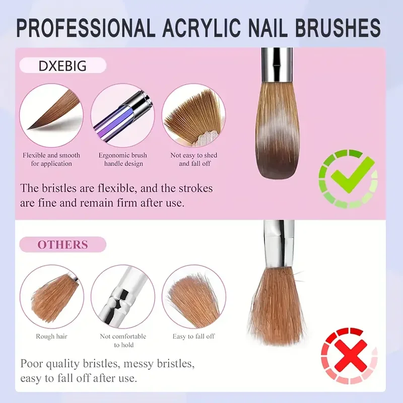 Acrylic Nail Art Brush Set 4pcs Kolinsky Acrylic Nail Brush Set Size 10/12/14/16 For Acrylic Powder Application Nail Art Brush F