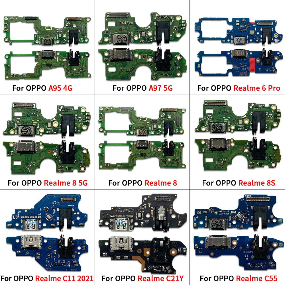 

10 pcs USB Port Charging Board Flex Cable For Oppo A74 A95 A97 5G Realme 6 Pro 8 Reno 6 Lite 8S C11 2021 c21Y C25Y C33 C55