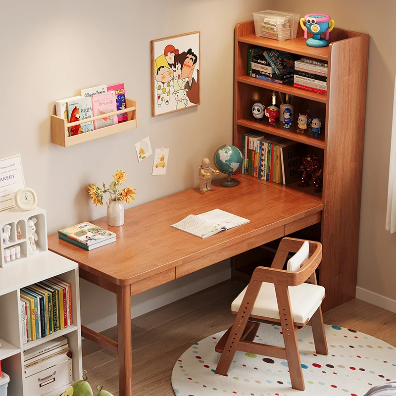 모던 스타일 원목 일체형 책장 코너 책상 & 소형 가족 학생 어린이 공부방 아파트 책장