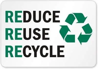 Reuse Reduce Recycle Sign (with graphic), Metal (Recycled and Compostable) Sign, Metal Sign, 8
