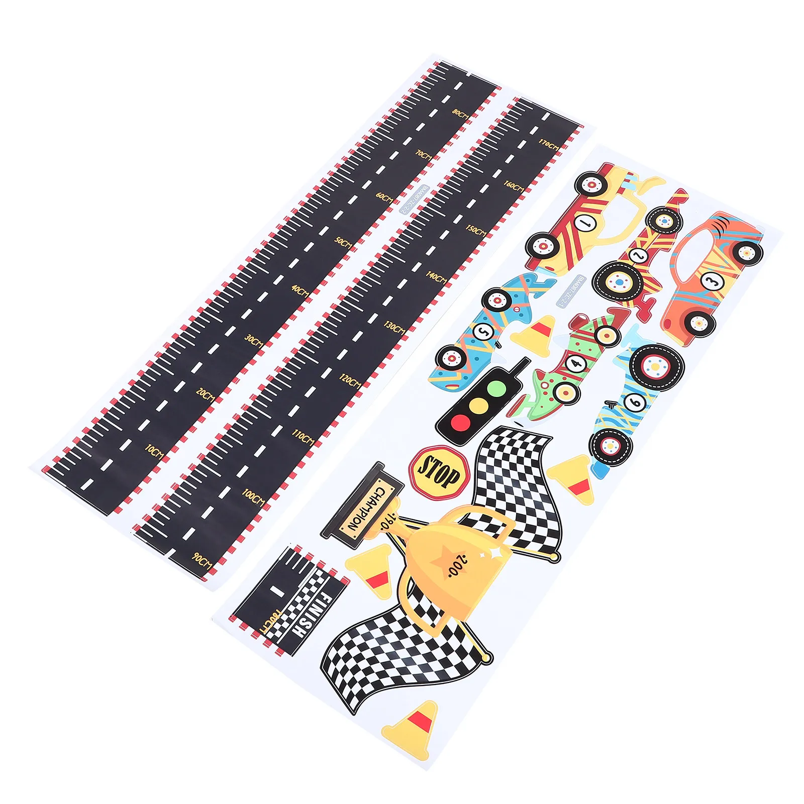 Height Growth Chart Wall Sticker Self-Adhesive Race Car Theme PVC Growth Tracking Decal for Nursery Playroom Bedroom