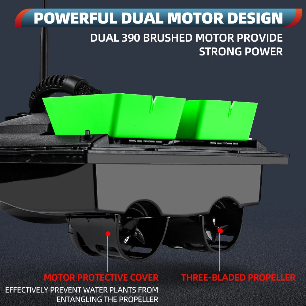 Flytec Angelköderboot, 500 m, ferngesteuertes Köderboot, Doppelmotor-Fischfinder, 1,5 kg Belastung, mit LED-Licht zum Angeln – Detail 10