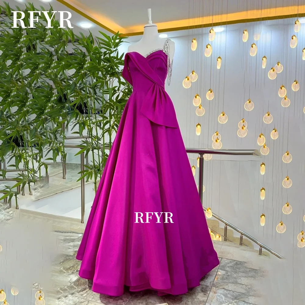 

RFYR платье для выпускного вечера с кристаллами и камнями, вечернее платье трапециевидной формы, платье принцессы на один ремень с вышивкой, вечернее платье для женщин по индивидуальному заказу