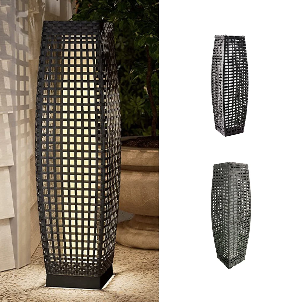 Outdoor Floor Lamp Wicker Rattan Solar Powered Lantern IP65 Waterproof Solar Powered Outdoor Lights For Garden Porch Patio Decor