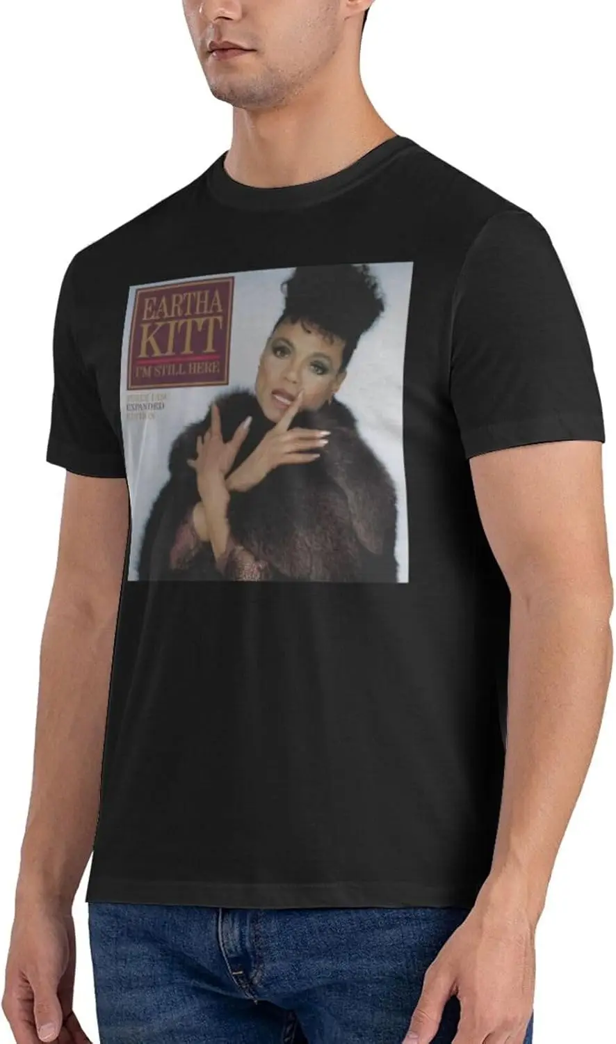 تيشيرتات قطنية بأكمام قصيرة قابلة للتنفس للرجال من Eartha Music Kitt، نمط شخصي، تي شيرت مخصص باللون الأسود