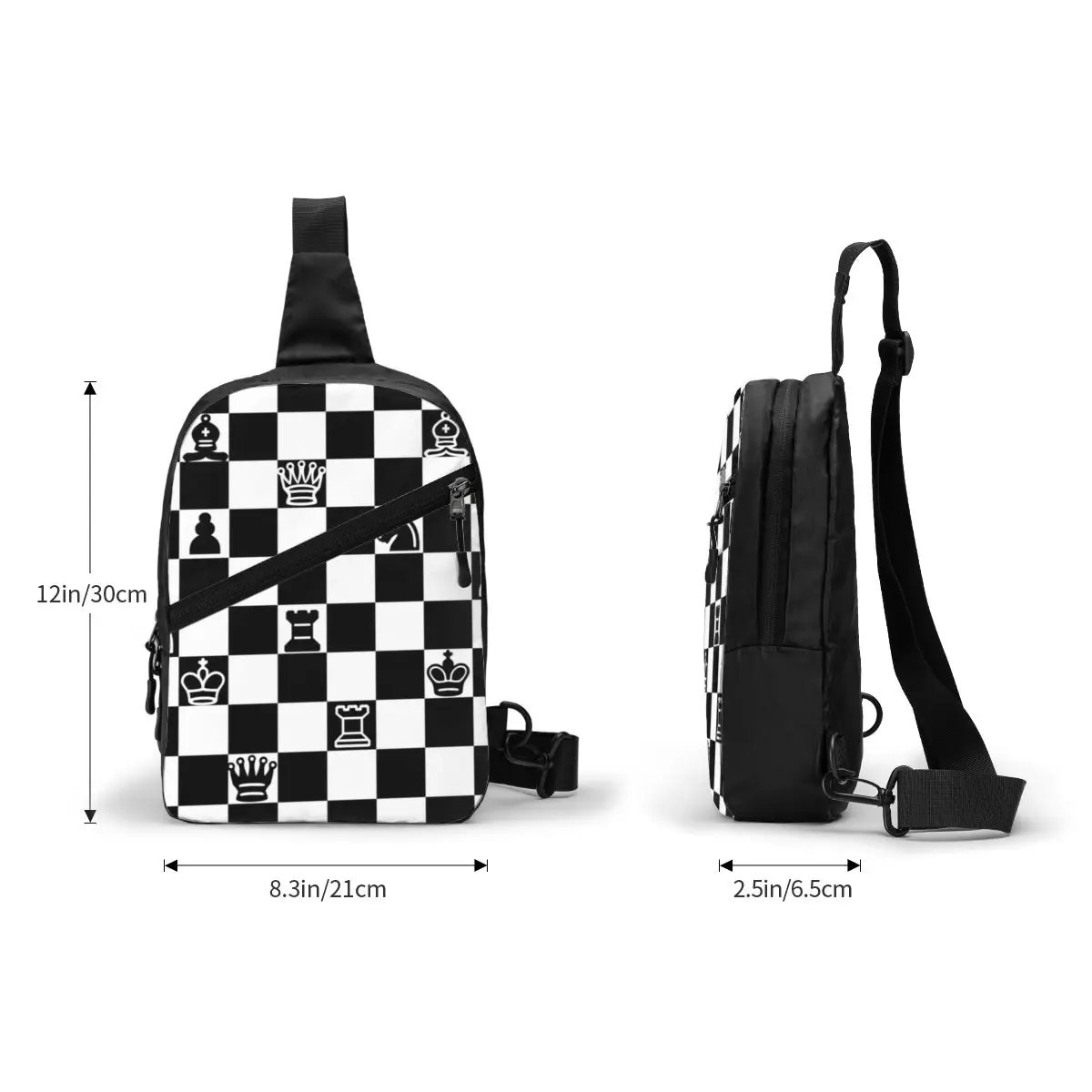 Mochila cruzada con eslinga de ajedrez personalizada para hombre, bolso de pecho de hombro para juego de tablero de ajedrez, mochila de día de viaje