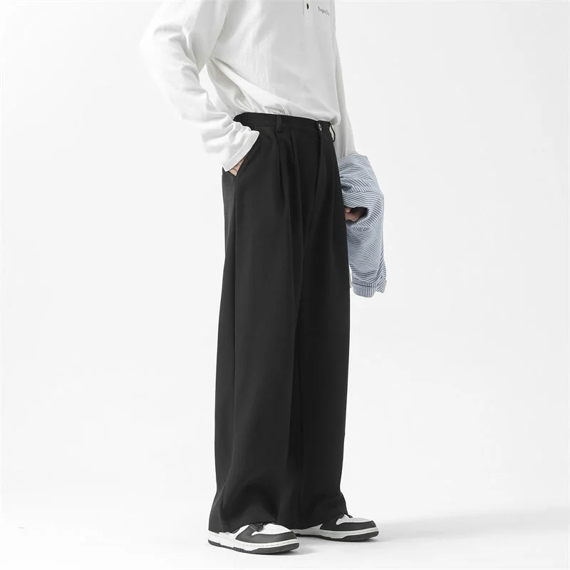 Pantaloni da tuta neri grigi pantaloni da uomo della società di moda pantaloni da uomo pantaloni larghi dritti larghi coreani pantaloni formali da ufficio da uomo