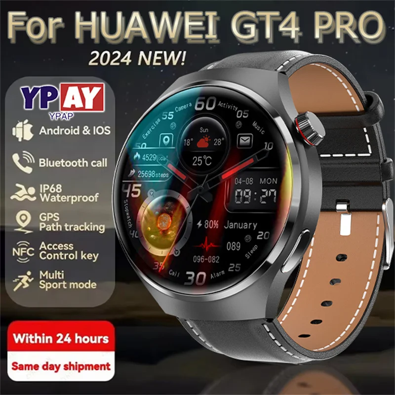 

Для HUAWEI Watch 4 Pro GPS NFC Смарт-часы для мужчин 1,53-дюймовый AMOLED-экран Сердечный ритм Bluetooth Вызов IP68 Водонепроницаемые мужские умные часы 2024