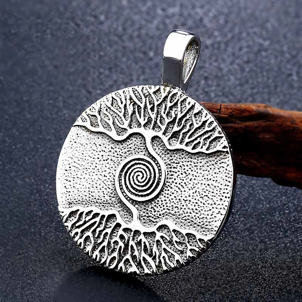 Vikings Stainless Steel Tree of Life Pendant For Men Women Fashion Charm Nordic Amulet Necklace Viking Jewelry Gift Dropshipping