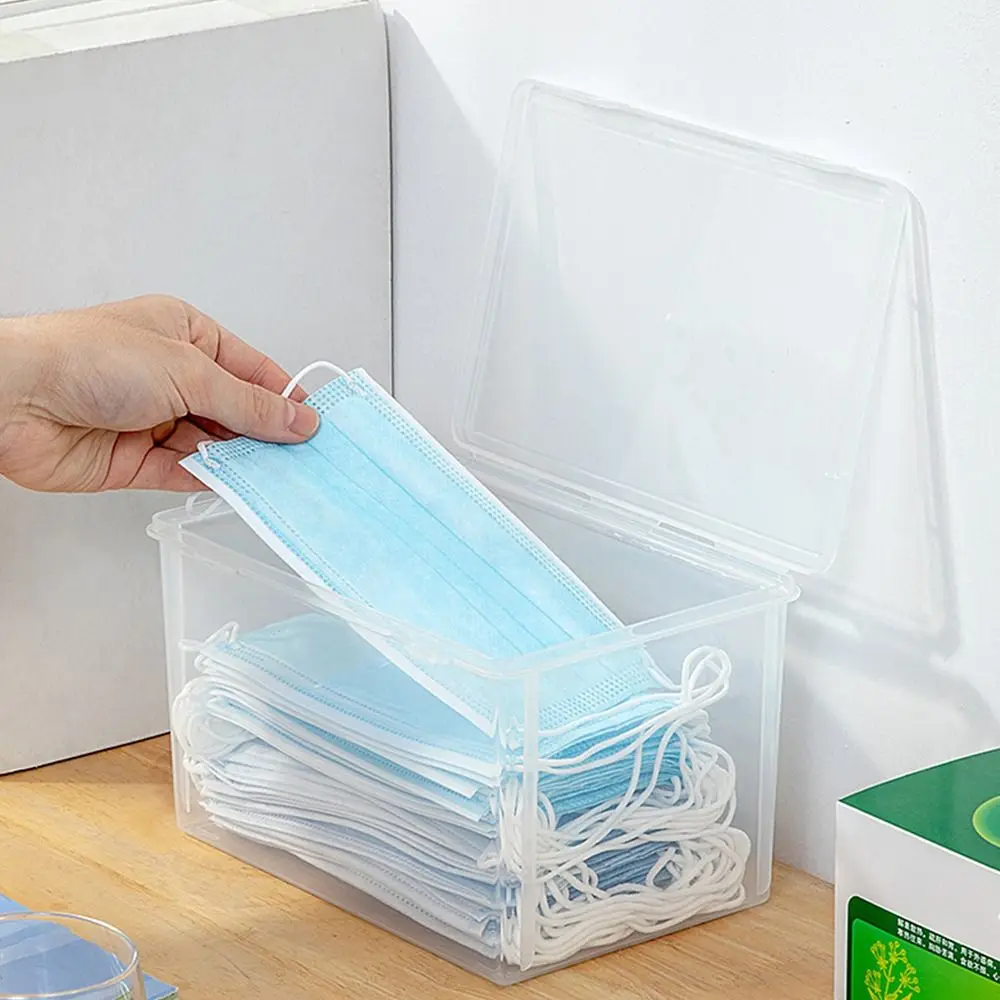1Pcs Thickened Mask Storage Box Portable Plastic Flip Box Small Large Transparent Drug Storage Pill Jewelery Earrings Cosmetics