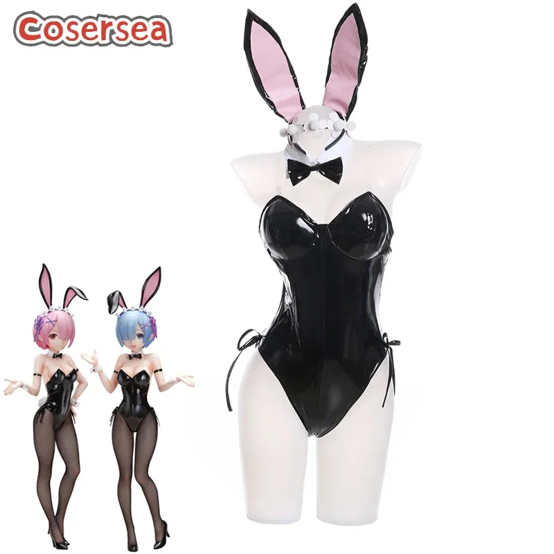 

Cosersea Ram Rem, черное платье кролика, костюм для косплея Re: Zero infrastr Starting Life in Another World, комбинезон, наряд на Хэллоуин, полный комплект