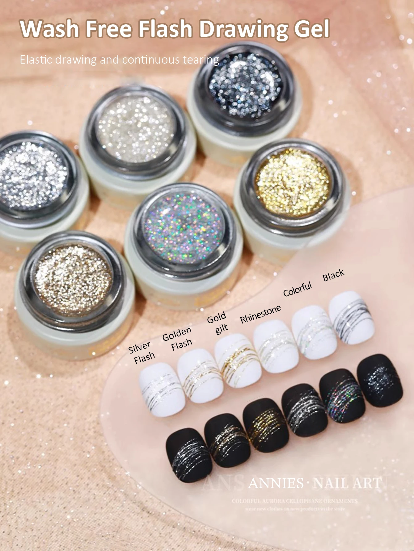 8g Explosion Flash Elastic Wiredrawing Gel Nail Polish Finish Holographic Highlight Soak Off UV LED DIY Home Nail Salon Varnish