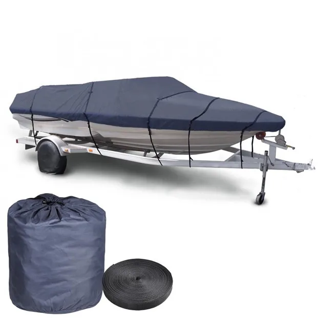 600D Heavy-Duty Waterproof Boat Cover UV-Proof Breathable Blue Fits Universal Vessels ZS Brand DDP
