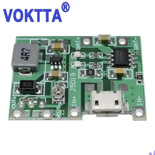 Lithium Battery Charging Discharge Module, Step Up, ajustável, 3.7V a 5V, 2A, 18650