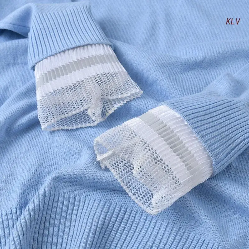 

Adjustable Pleated Wrist Cuffs Spring Summer Sheer Shirt Removable Sleeves Flounces Wrist Sleeves for Woman Sweet Girls