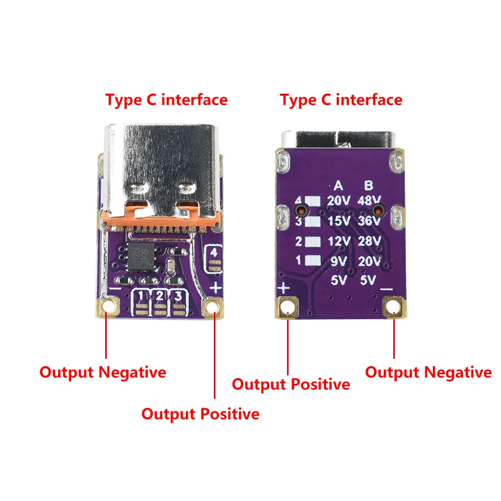 1-10 шт. 5A USB TYPE-C PD Адаптер триггеров напряжения-приманки PD3.0 PD3.1 5 В 9 В 12 В 15 В 20 В Быстрая зарядка Мощность PD к зарядному устройству постоянного тока
