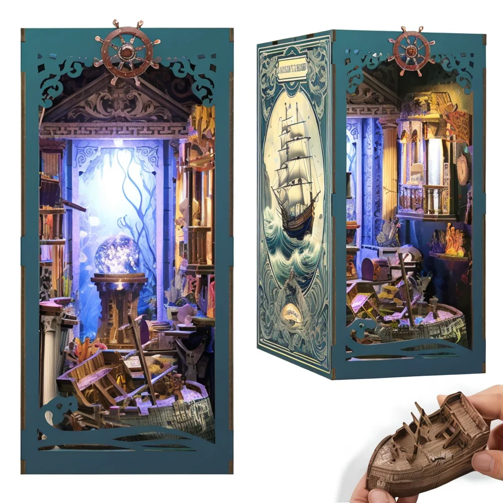 

Newest Design Wooden Decorative Bookends Diy Book Nook Kit Shelf Insert Miniature House