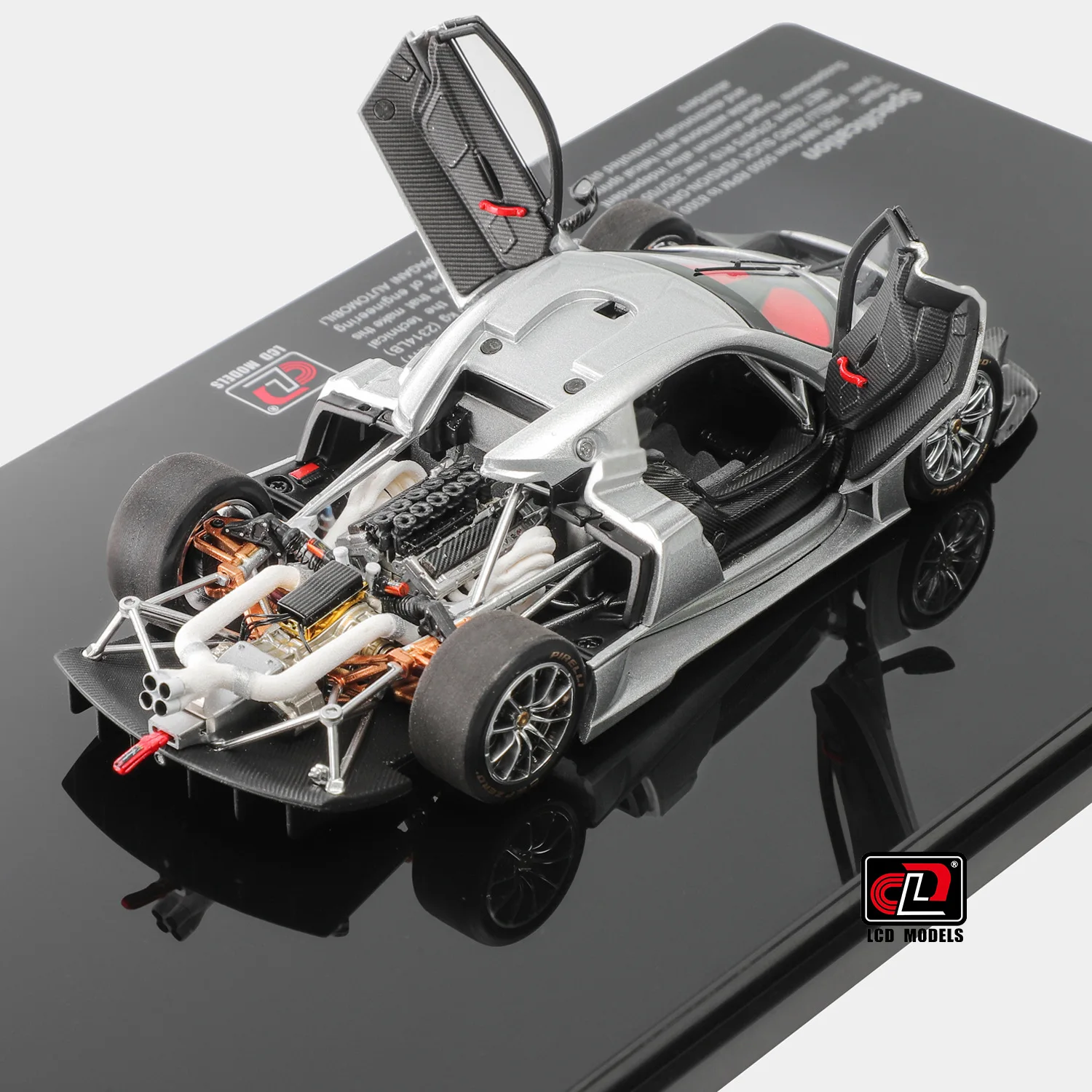 LCD 1:43 Pagani Huayra R “Hua Ya” - Obra-prima de liga totalmente aberta com interior e motor detalhados, modelo de vitrine de colecionador