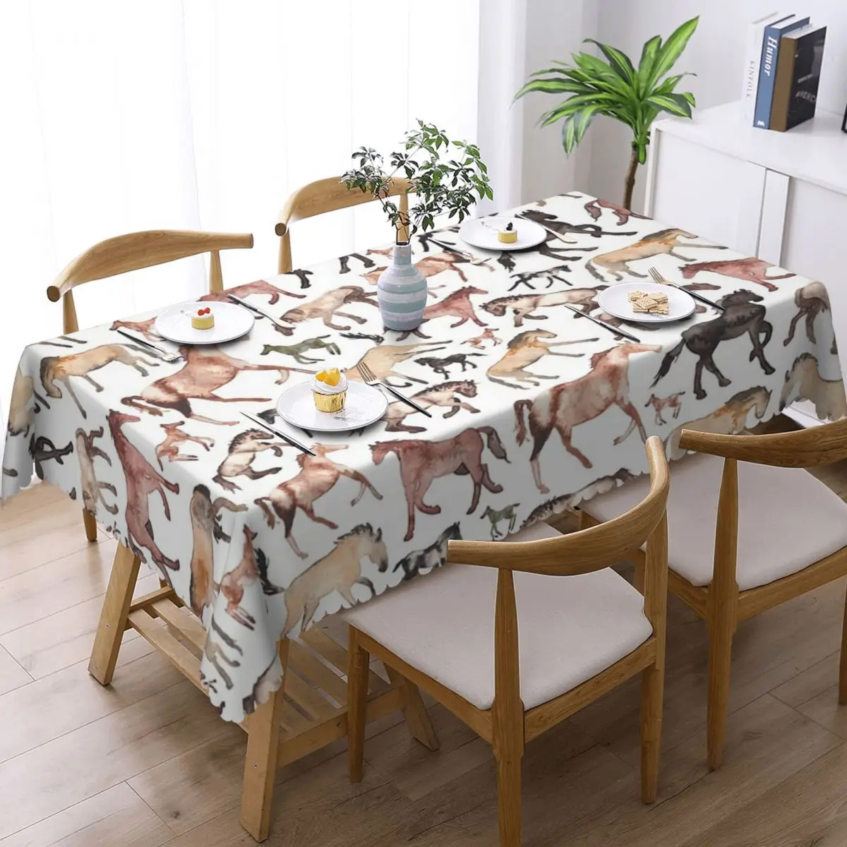 Horses Custom Rectangular Tablecloth Waterproof Table Cover for Dining Events Table Cloth