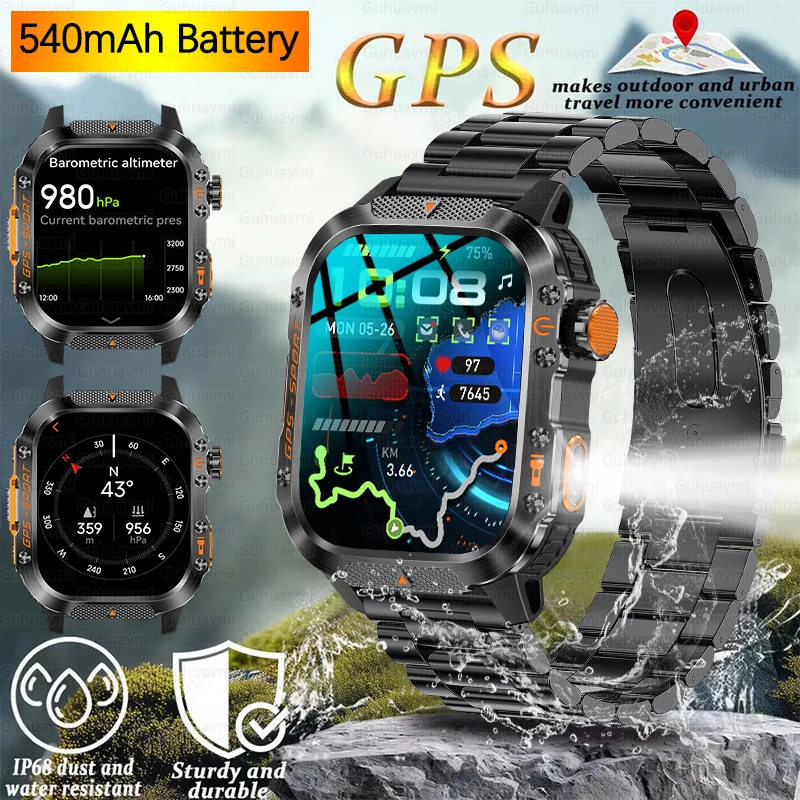 

Смарт-часы с GPS-позиционированием 2025 года, легкие модные спортивные компасы для улицы, для взрослых, мужчин и женщин, умные часы для здоровья, SOS для пожилых людей