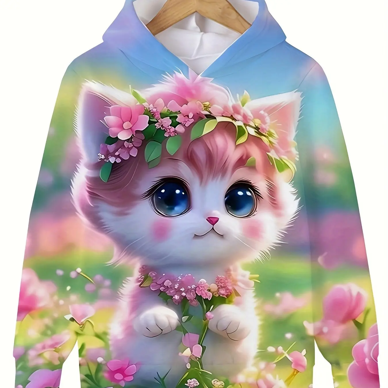 Children\'s Clothing Hoodies Girls Clothes Long Sleeve Cute Cat Print Casual Kid Summer Autumn Clothes Kids Clothes Outdoor Tops