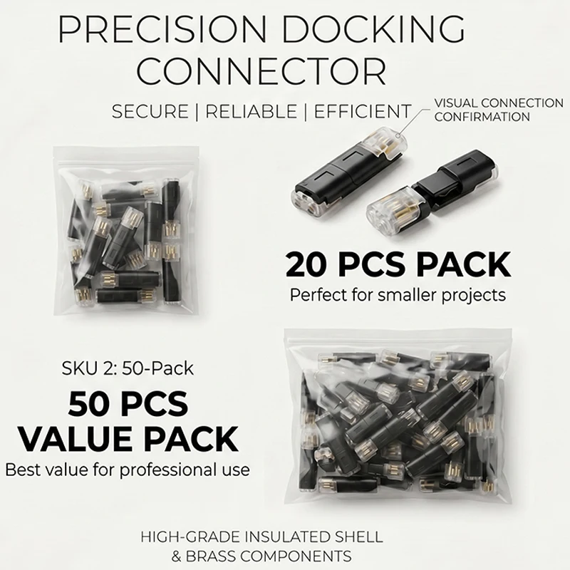 

20/50Pcs D2 Quick Wire Connector Solderless Push-in Terminal Block Electrical Cable Splice Connector for Home DIY Automotive