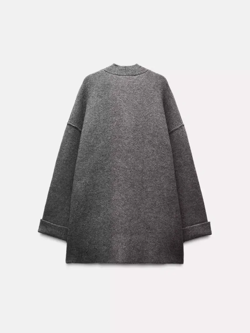 Autumn Winter New Arrival Women's Loose Fit V-Ne Long Sve Knitted Open Cardigan Coat with Patch ket Design 8-24 Year...