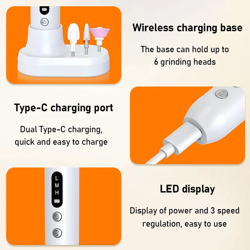 Electric Nail Polisher Drill Bits Professional Grinding Sanding File Pen Manicure Polishing Dead Skin Removal Art Machine Care