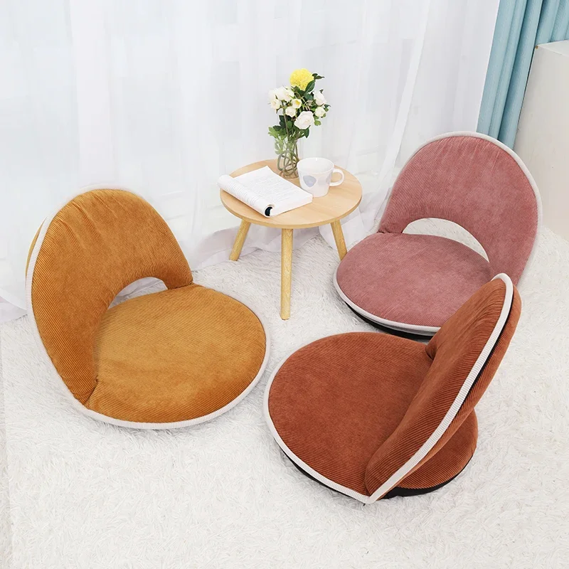 F44 Foldable Pink Backrest Chair, Simple Modern Lazy Sofa, Armrest Sofa with Pillow, Soft High-Elastic Seat, Cozy Relaxation