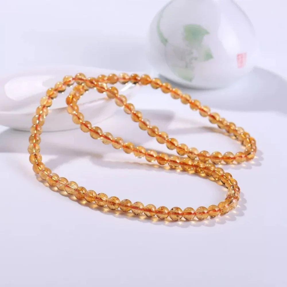 

Натуральный цитриновый кварц 6 мм, 3 круга, прозрачные круглые бусины, браслет, богатый драгоценный камень, женская мода, исцеление