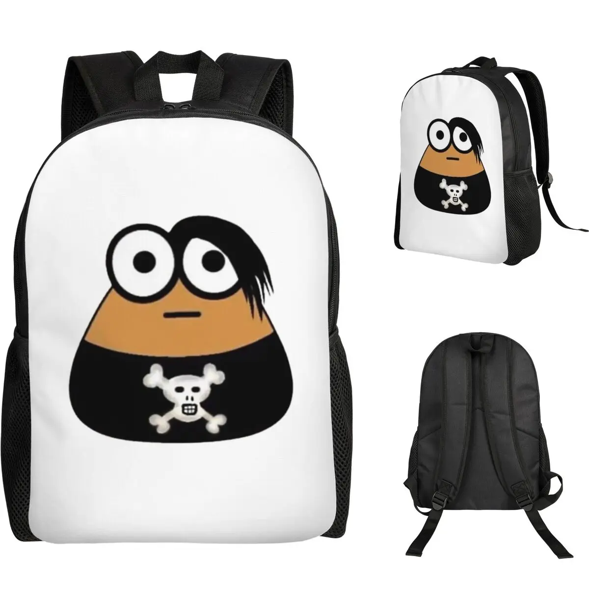 Emo Goth Pou Meme Brown Alien Baby Mobile Pet Backpack Student Boys Girls BookBag School Bag Computer Shoulder Bags