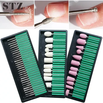 STZ Diamond Nail Drill Bits Set Ceramic Milling Cutter Cuticle Burr Gel Polish Remover Manicure Pedicure Polishing Tools #1560