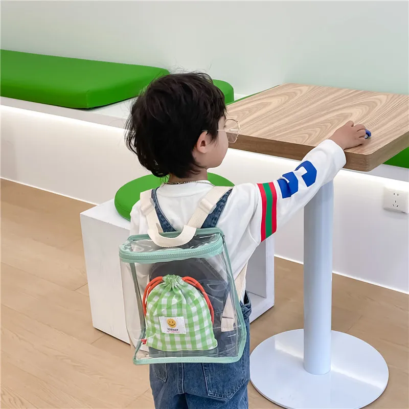 Zaino per bambini stile coreano 2023 nuova borsa per accessori da viaggio per bambini trasparente alla moda zaino Casual semplice e fresco per bambini