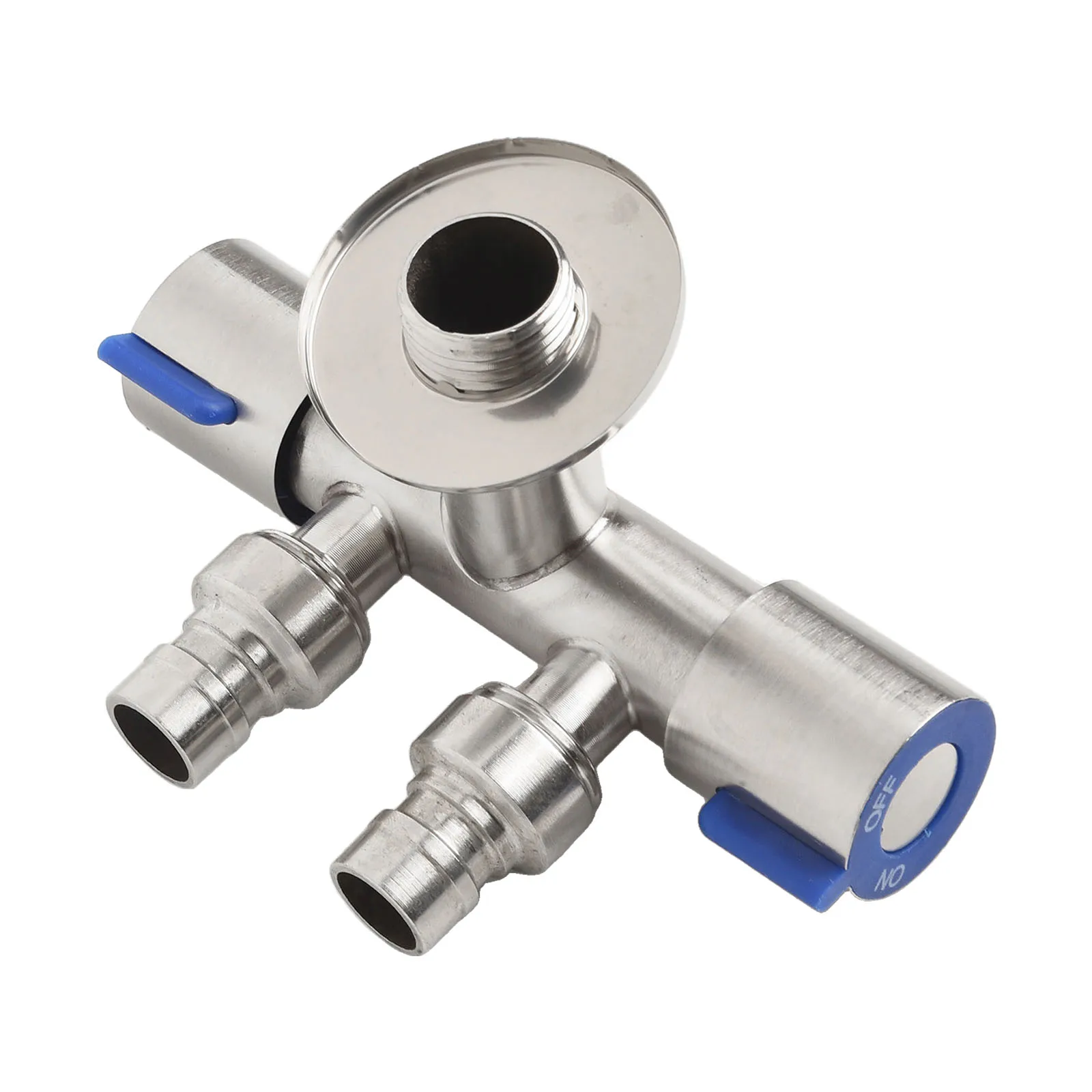 Double Handle Stainless Steel Toilet Angle Valve  1 In 2 Out Dual Use  Rust Resistant Water Valve  Easy Installation Silver