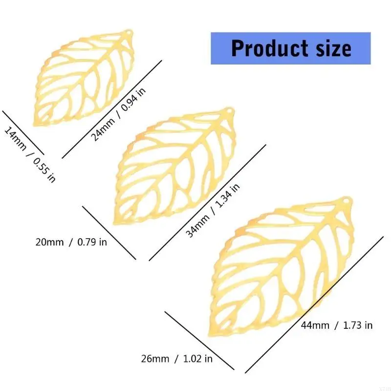 Set of 100 Metal Connectors Embellishment Set Mixed Size Leaves for Jewelry