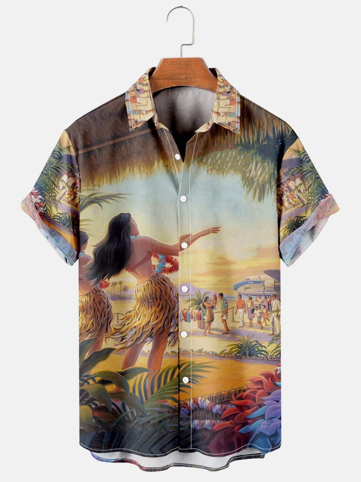 Hawaiian Beach Shirts For Men Casual Fashion Short Sleeve Tops Beauty Print Men\'s Shirts Vacation Blouse Button Leisure Clothing