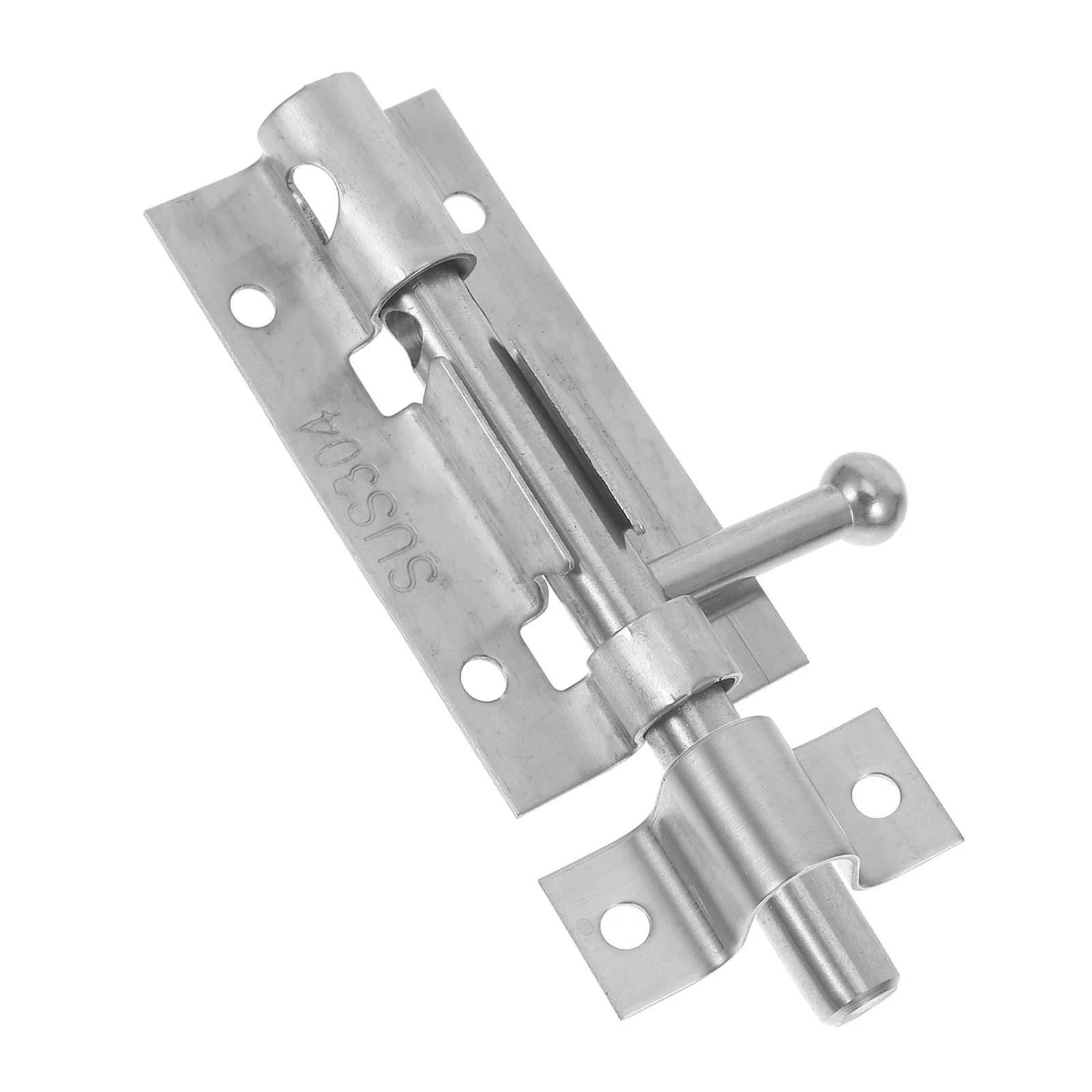 Stainless Steel 4 Inches Door Latch Sliding Lock Silver Office Garage Cabinet Bolt Insurance Door Latch