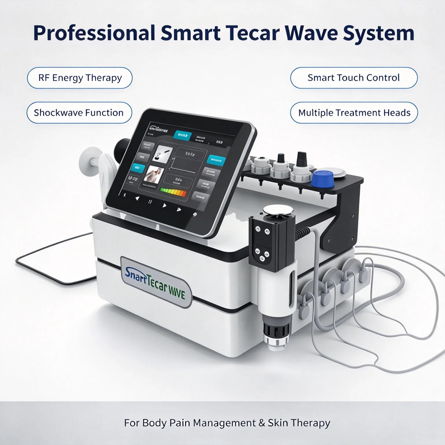 3-in-1 Physiotherapy Diathermy Indiba TECAR 448kHz Anti-Aging Facial Slimming Pain Relief Massage Machine with EMS Shock