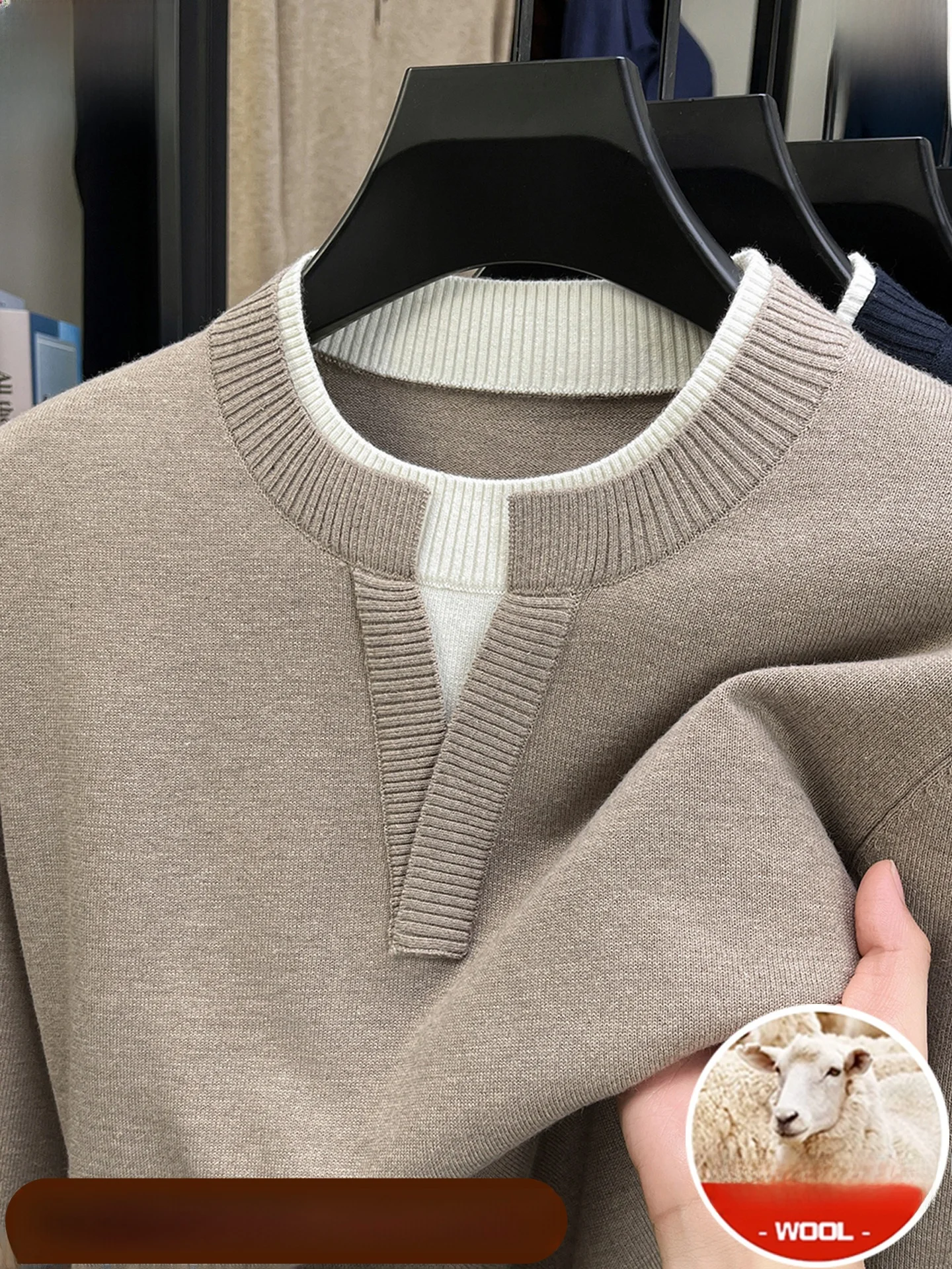 

Мужской шерстяной вязаный свитер Pierre Cardin: модный, деловой, повседневный, свободного кроя, с длинным рукавом, круглым вырезом, базовая модель