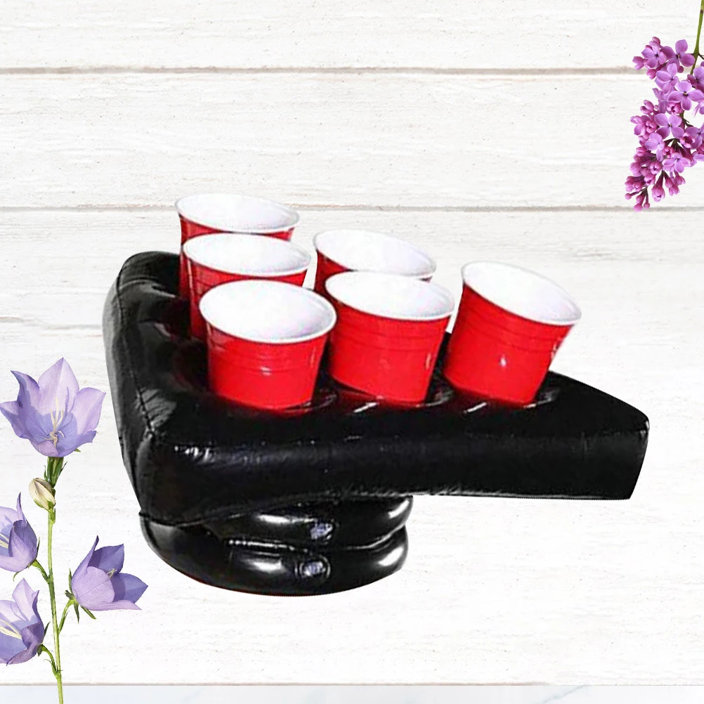 

1PC PVC Inflatable Holder Beer Game Tray Aerated Triangular Tray Cartoon Inflatable Game Hat Tray for Kids Supplies