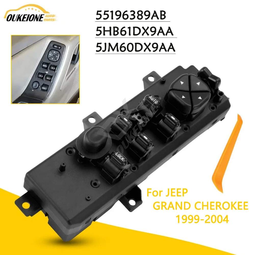 

For Jeep Grand Cherokee 1999 2000 2001 2002 2003 2004 Car Window Regulator Control Switch 55196389AB 5HB61DX9AA 5JM60DX9AA