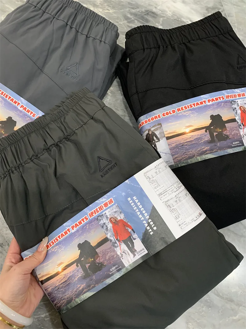 

Мужские повседневные брюки Thiened Fce, зимние теплые ветрозащитные хлопковые брюки прямого кроя, длинные брюки для молодежи, модные