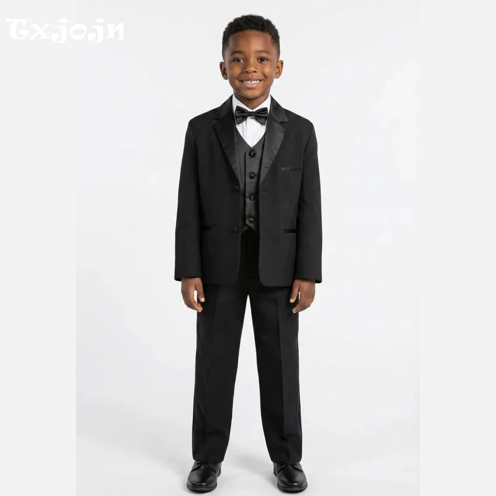 Classic Boys Suit 3-piece Set Formal Tuxedos Pointed Collar Jacket Trend 2-16 Year Tailored Blazer Pants Satin Vest for Party