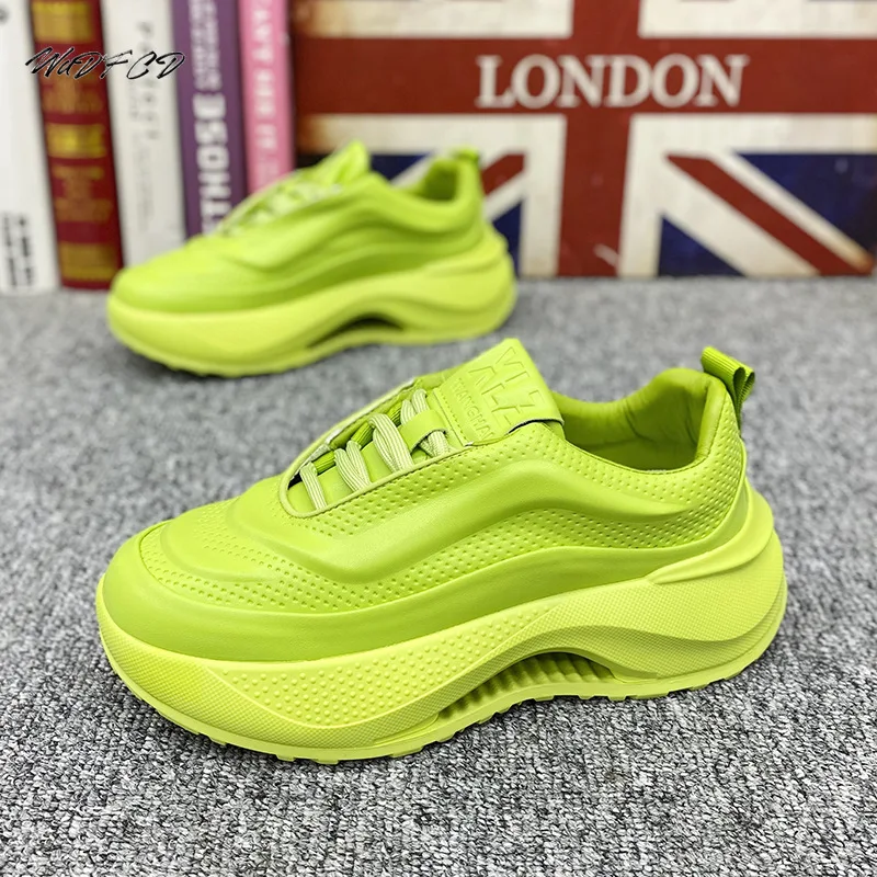 Chunky Sneaker Men Designer Hollow Sole Running Shoes Fashion Casual Secondary Leather Cowhide Height Increased Platform Shoes