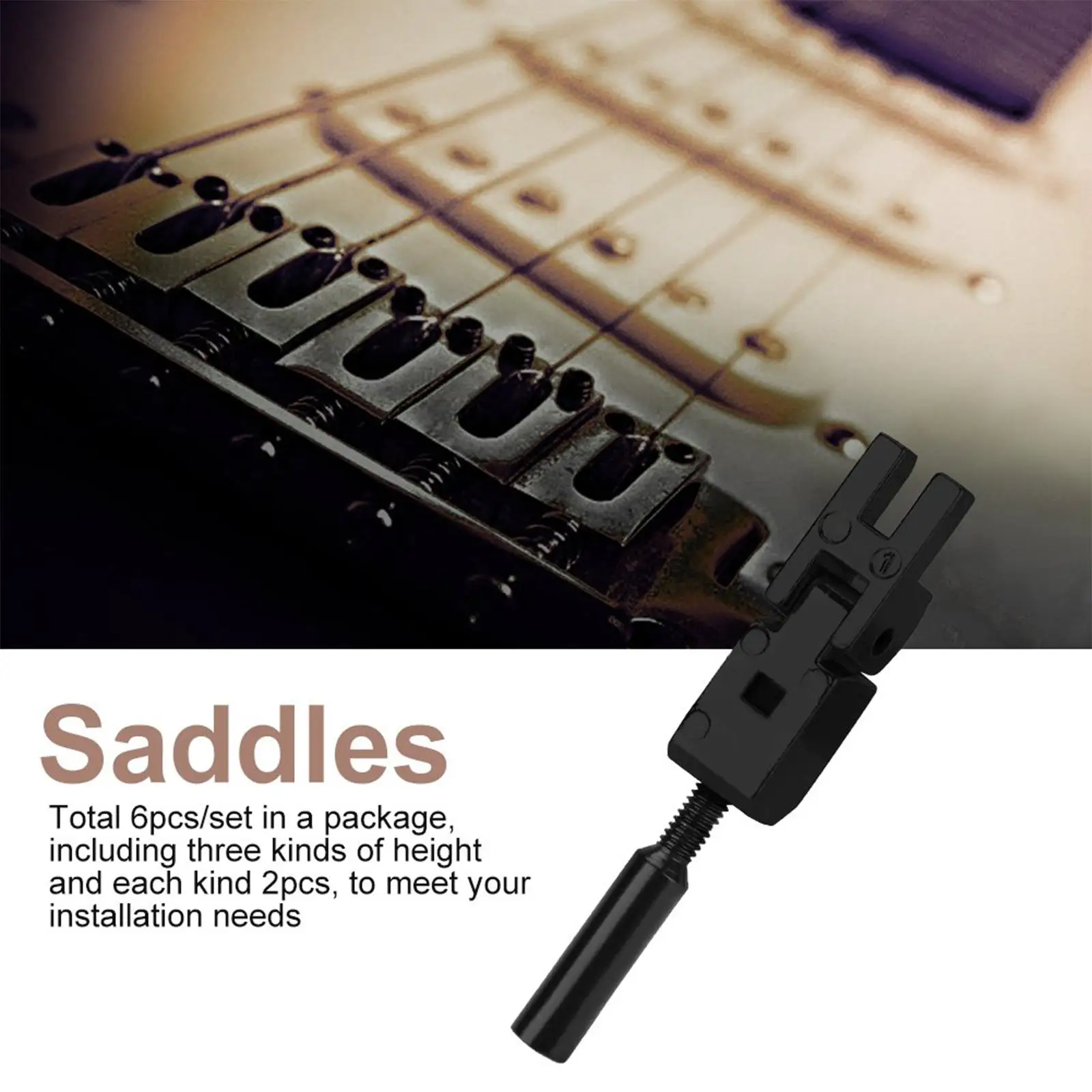 Electric Guitar 6 Strings Bridge Saddles Metal Parts Set for DIY Guitar Kit Build Maintenance
