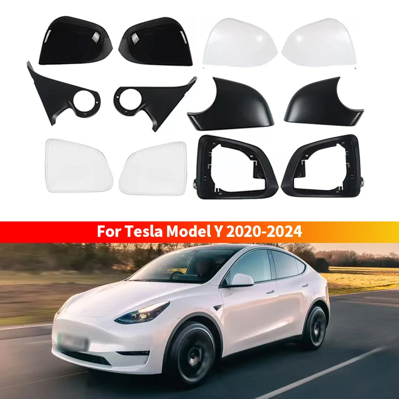 

For Tesla Model Y 2020-2024 Side Mirror External Mirror Rearview Mirror Assembly Lens Turn Signal Shell Lower Shell Frame Cover