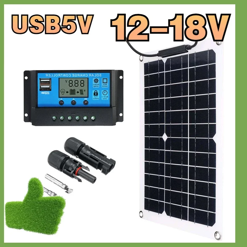 

Minisplit Solar Powerstation Mini Panel With Controller Pv RV Camping Charger Panels Plate 12v Cell Charge Battery 5v Usb